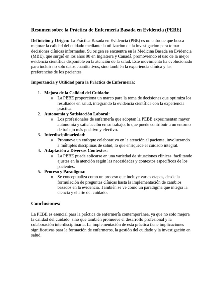 Práctica de Enfermería Basada en Evidencia | PDF | Enfermedades ...