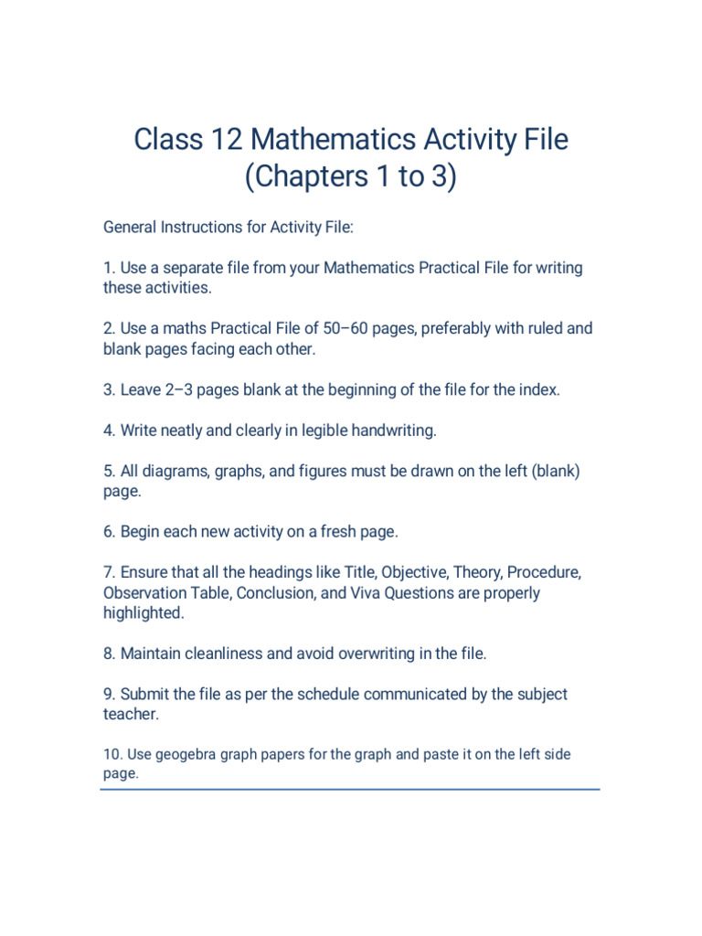 Class 12 Math Activities: Relations, Trig, Matrices | PDF | Matrix ...