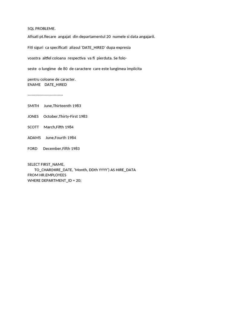 SQL Probleme Cap 5 | PDF