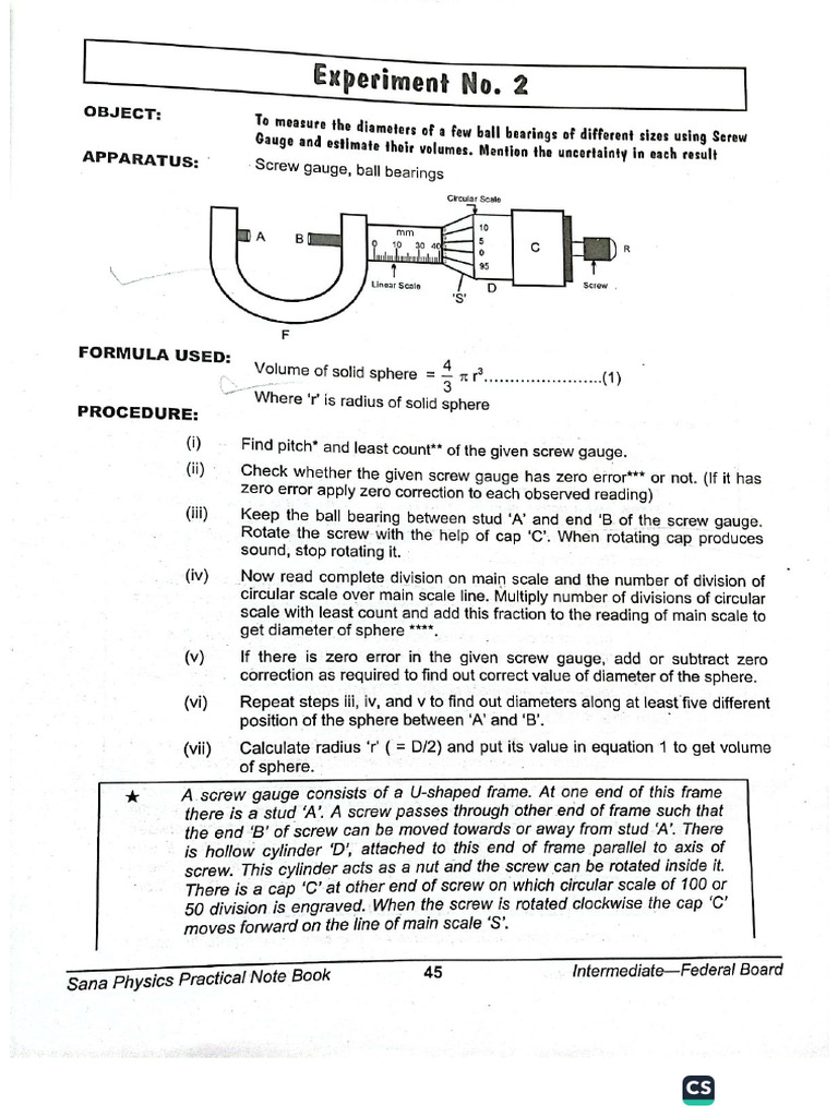 HSSC II Physics Practicals | PDF