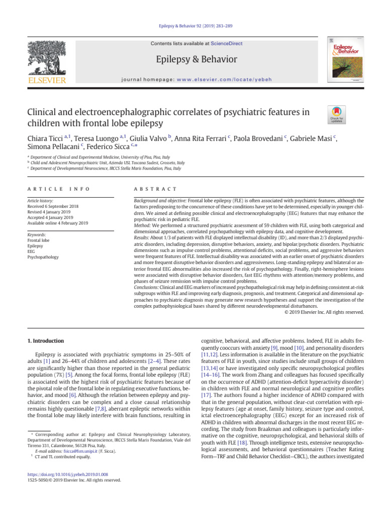 Clinical and Electroencephalographic Correlates of Psychiatric Features ...