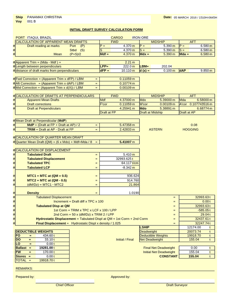 Yegzgbiqm613siuyt9qa - Draft Survey - Loading - Initial and Final ...
