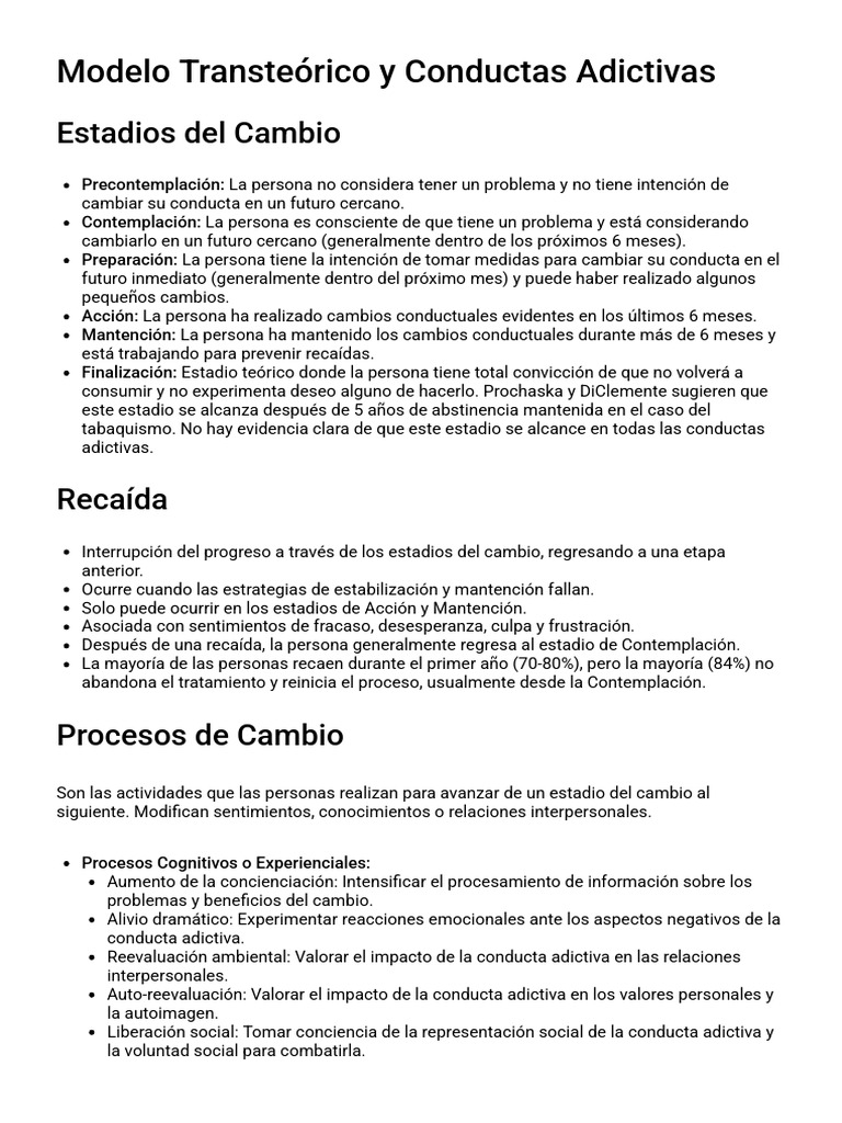 Modelo Transteórico en Adicciones | PDF | Comportamiento | Salud mental