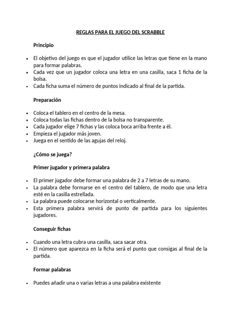 Reglas del Juego Scrabble en PDF | PDF