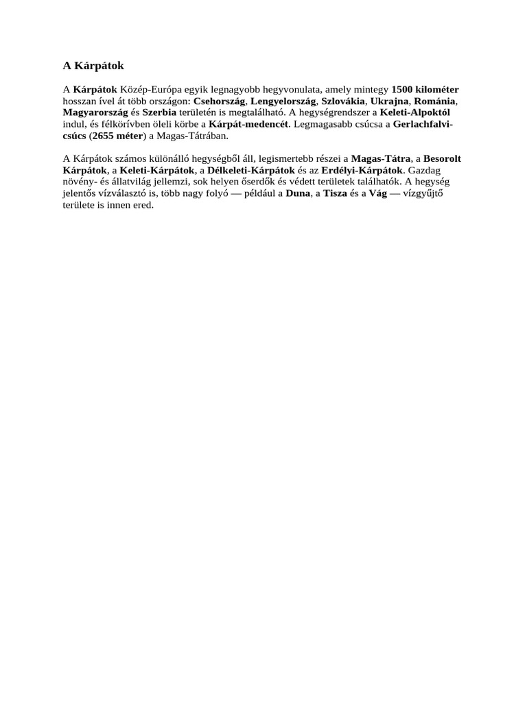 A Kárpátok | PDF