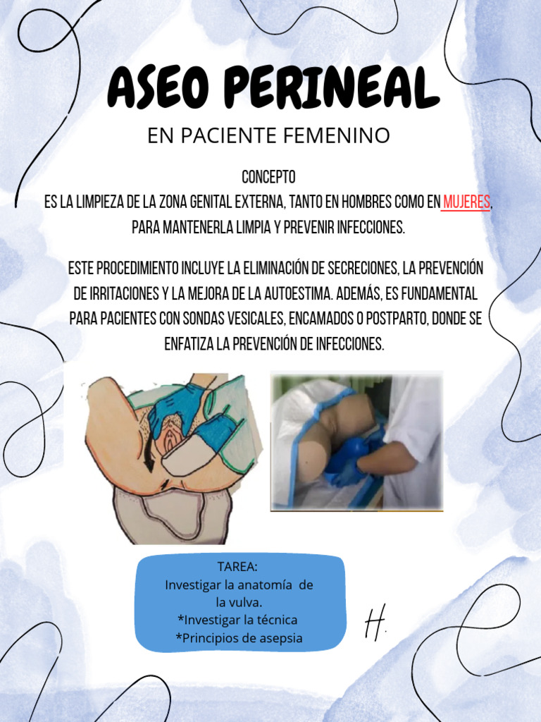 Aseo Perineal en Pacientes Femeninos | PDF