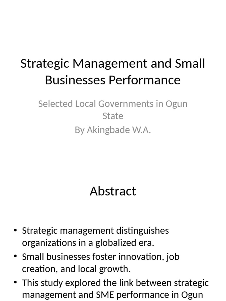 Strategic Management SBEs Performance Final | PDF | Strategic ...