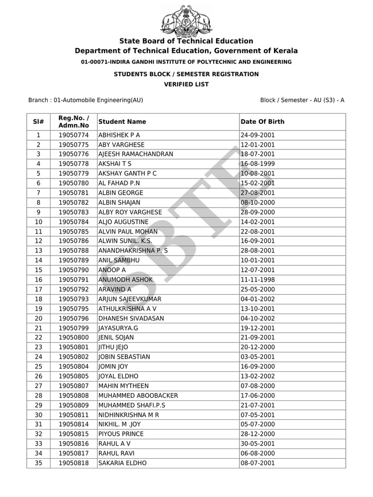 Block Registration List | PDF