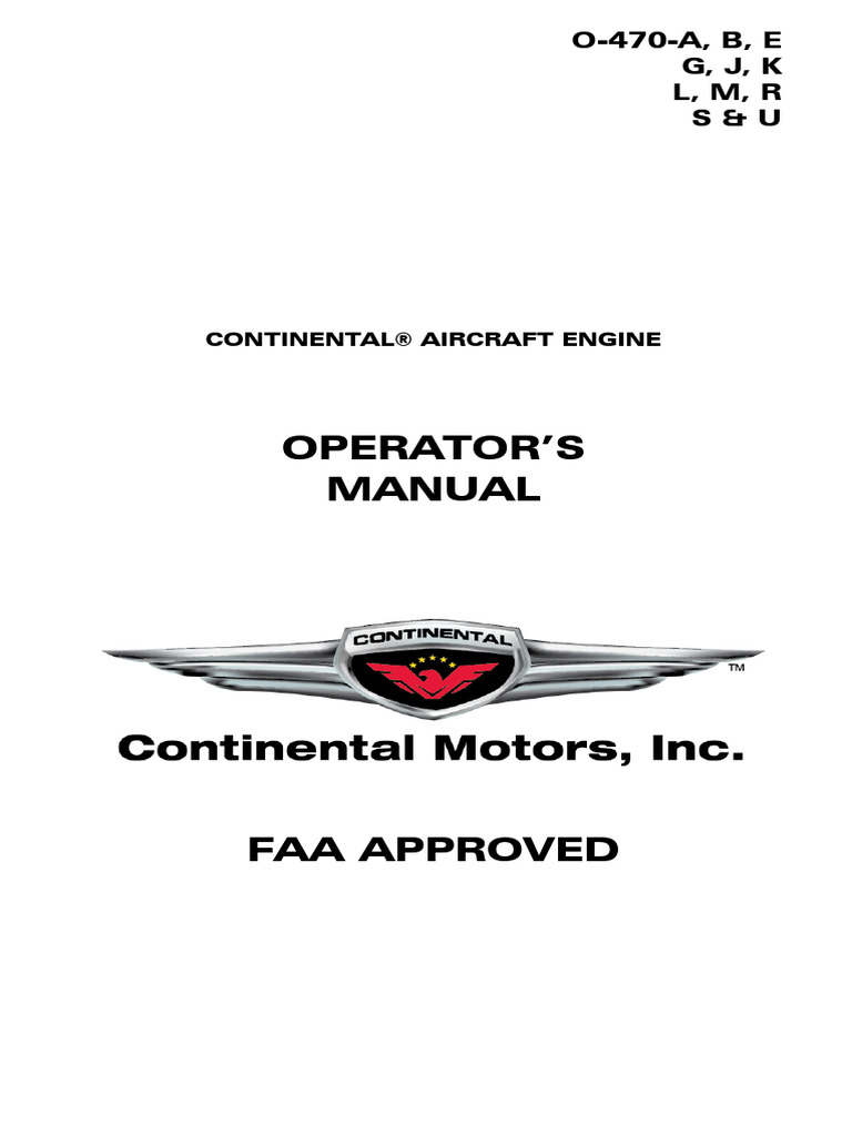 O-470 Series Engine Operator Manual | PDF | Engines | Gasoline