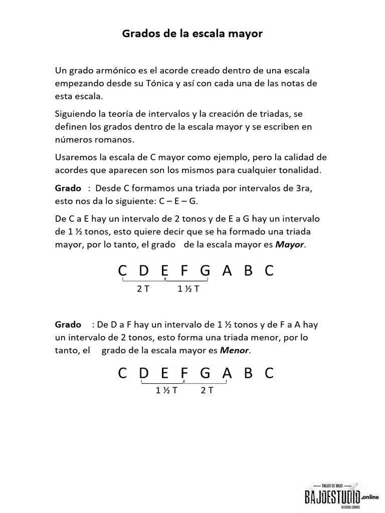 Grados de la Escala Mayor | PDF | Escala (música) | Intervalo (música)