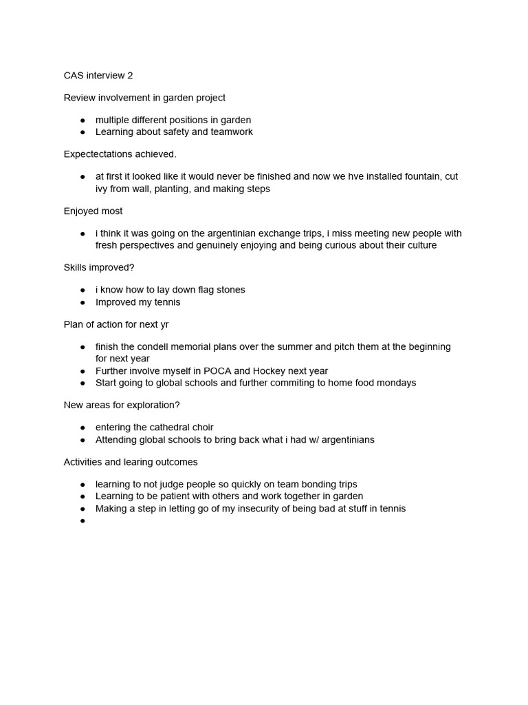 CAS Interview Insights and Future Plans | PDF
