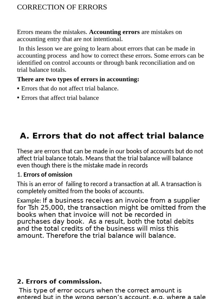 Accounting Error Correction Guide | PDF | Debits And Credits ...