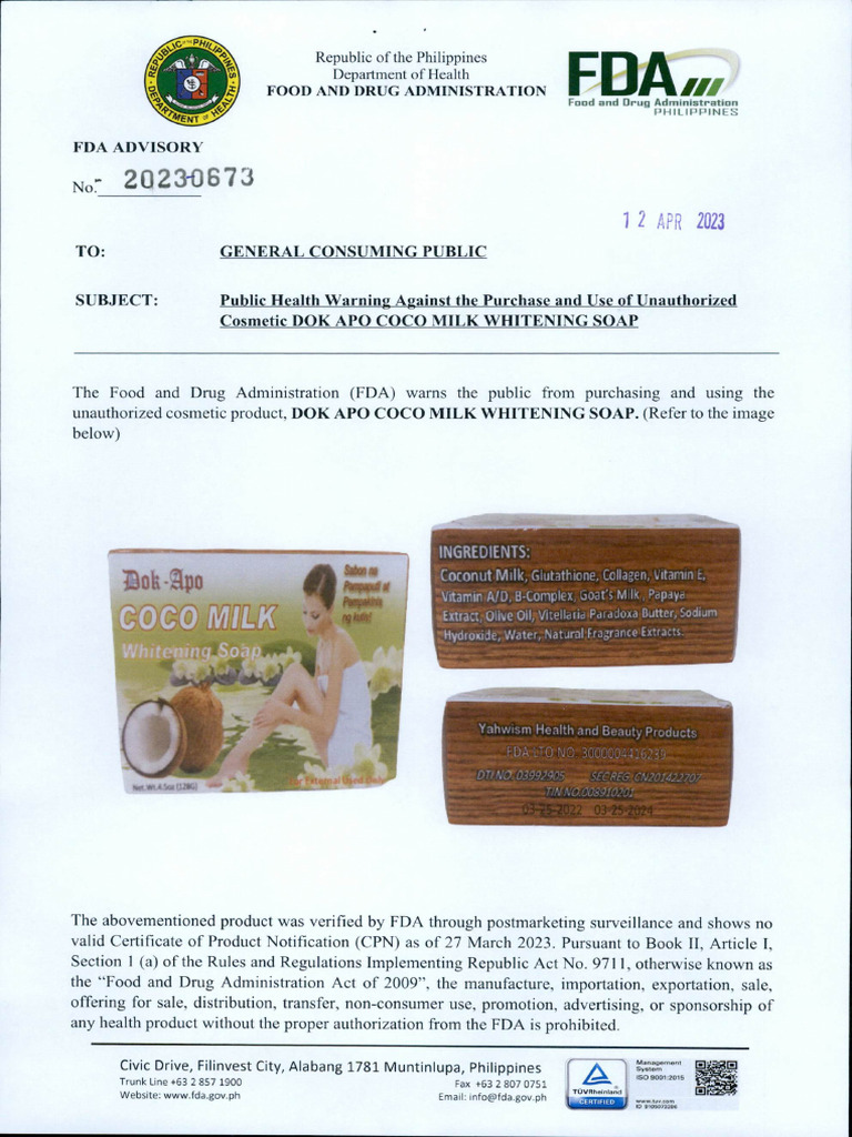 FDA Advisory No.2023 0673 | PDF