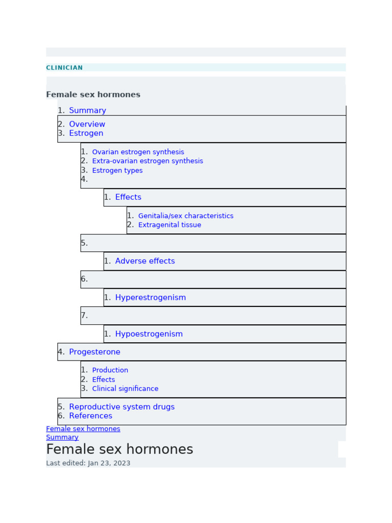 Female Sex Hormones AMBOSS | PDF | Menstrual Cycle | Estrogen