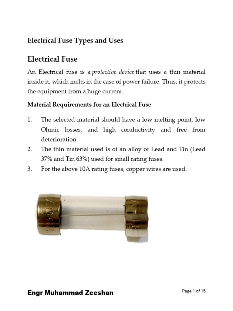 Electrical Fuse Type's and Uses | PDF | Fuse (Electrical) | Power ...
