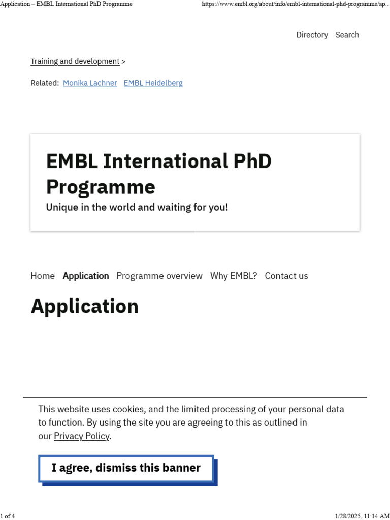 EMBL International PHD Programme | PDF | Doctor Of Philosophy | Science