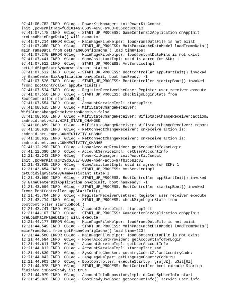 GameCenterBizApplication Startup Log | PDF | Hypertext | Computer Science