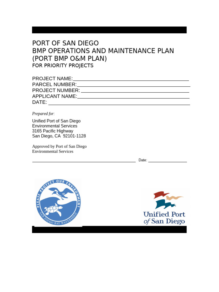 San Diego Port BMP Operations Plan | PDF | Storm Drain | Stormwater