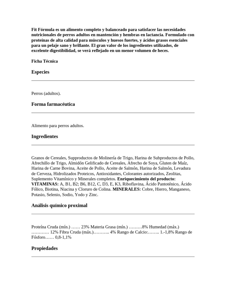 Fir Fórmula Perrunos | PDF | Cereales | Alimentos