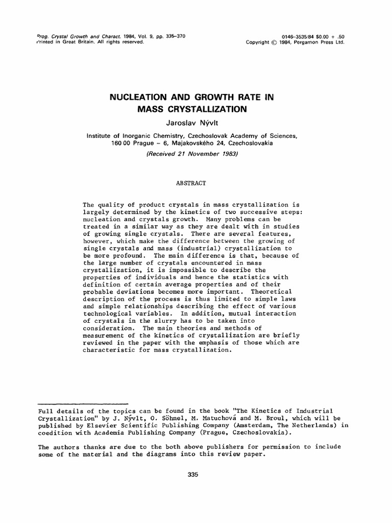 Nucleation and Growth Rate in Mass Crystallization 2 | PDF ...