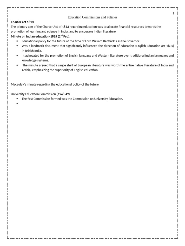 1-Education Commissions and Policies | PDF