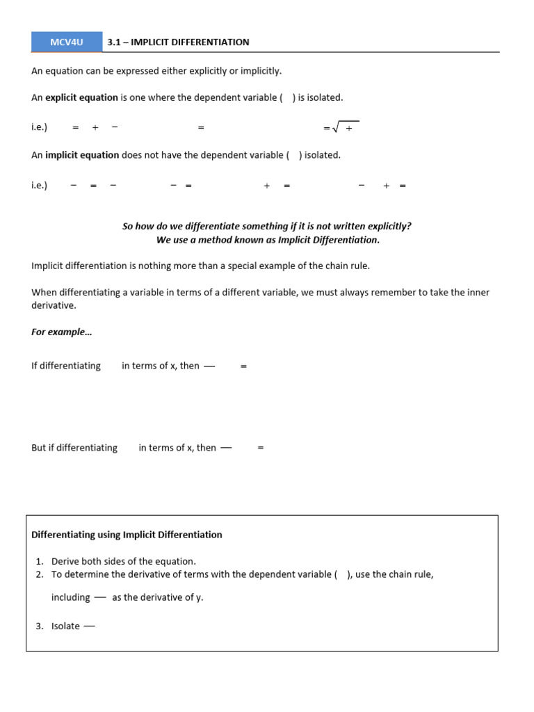 Implicit Differentiation Explained | PDF