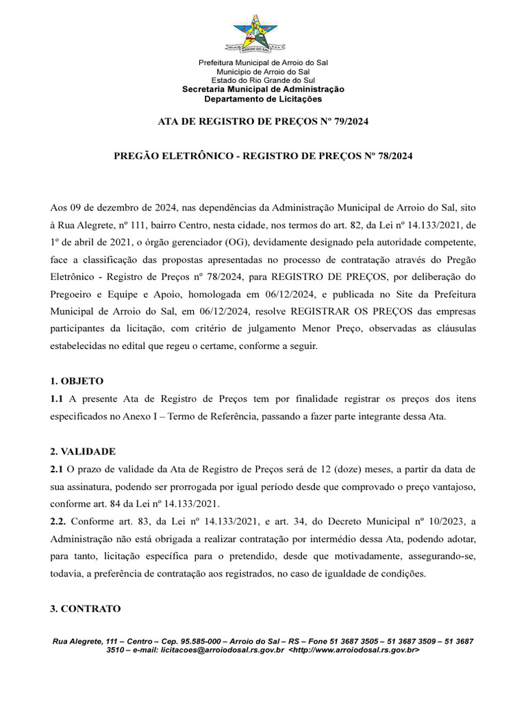 Ata de Registro de Precos N 79 2024 Pe 78 2024 | PDF