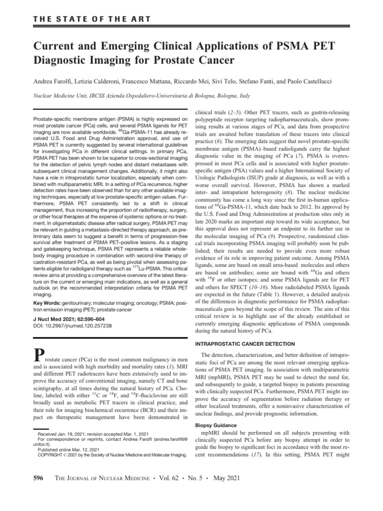 PSMA PET Imaging in Prostate Cancer | PDF | Prostate Specific Antigen ...