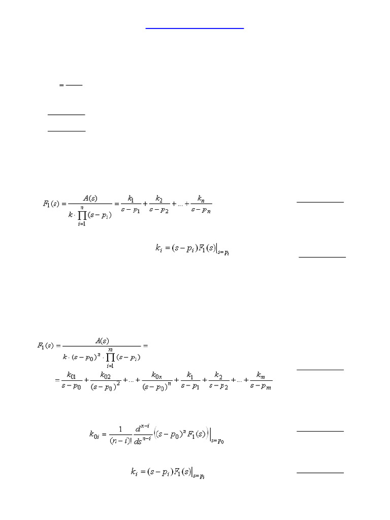 Fracciones Simples - Laplace Inv - Solo Formulas | PDF