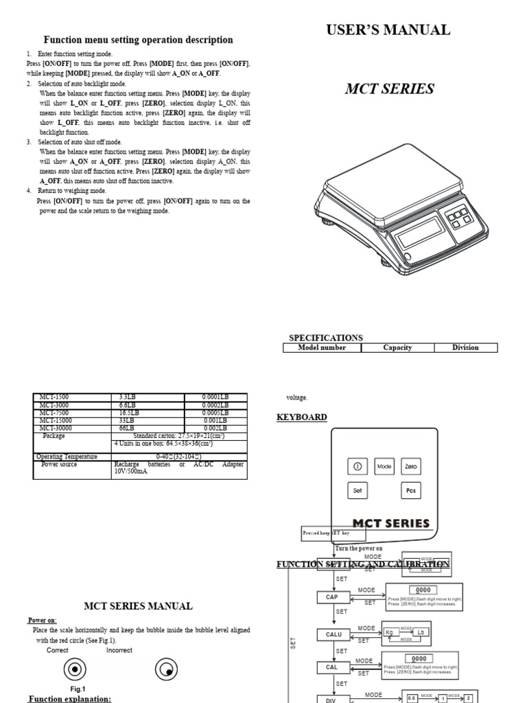 Mct Series Counting Scale User Manual Pdf Electric Power Electronics