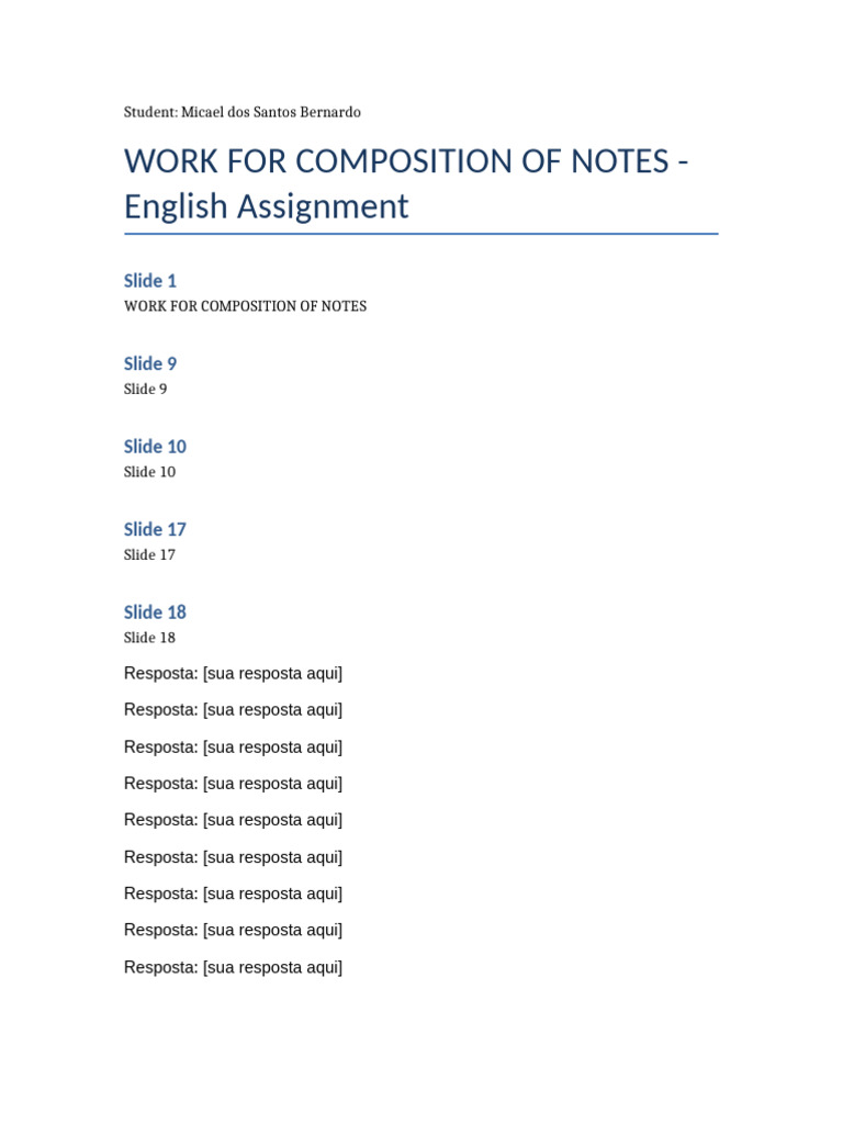 Work For Composition of Notes Completed With Answers | PDF