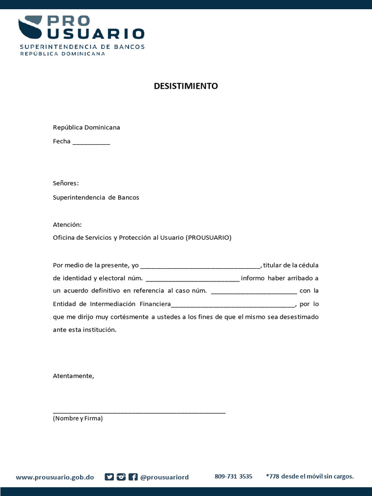 Modelo de Carta de Desistimiento | PDF