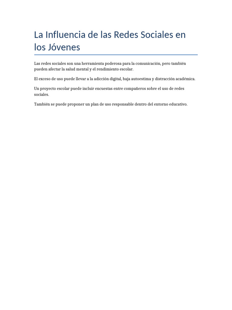 La Influencia de Las Redes Sociales en Los Jóvenes | PDF