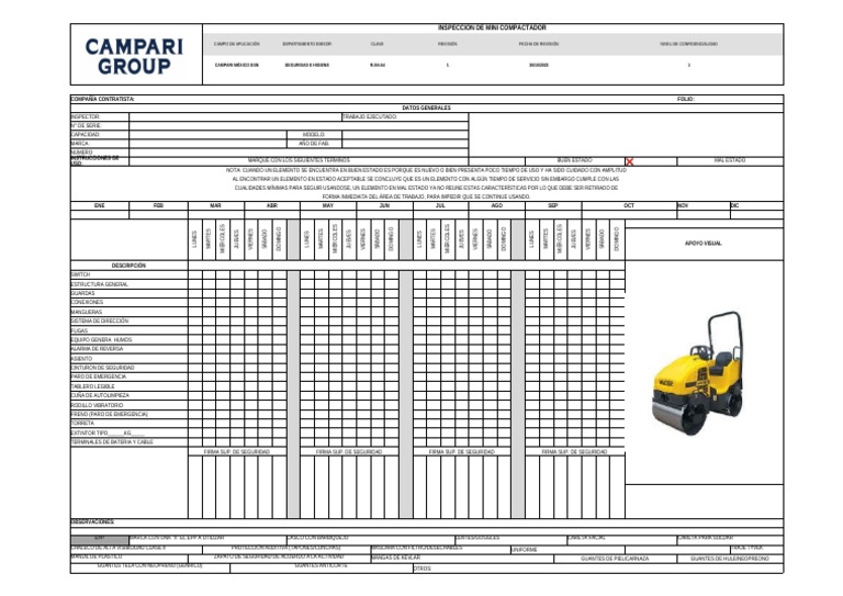 Inspección de Mini Compactador 2023 | PDF