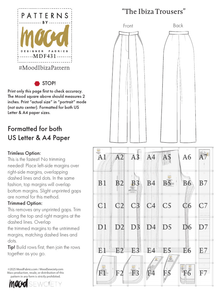 Ibiza Trousers Sewing Pattern MDF431 | PDF | Chess Theory | Chess