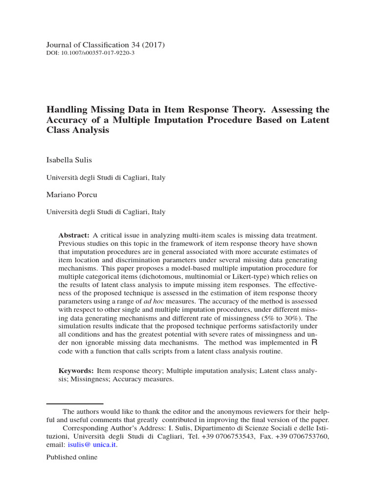 Handling Missing Data in Item Response Theory | PDF | Estimator ...