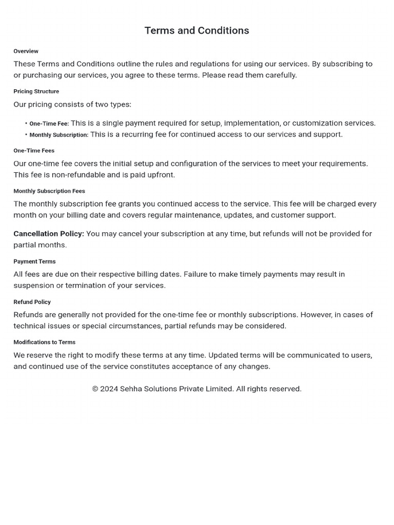 Terms and Conditions | PDF