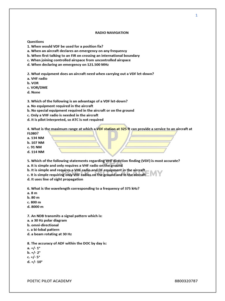 Ppa-Radio Nav Revision Question Bank | PDF | Global Positioning System ...