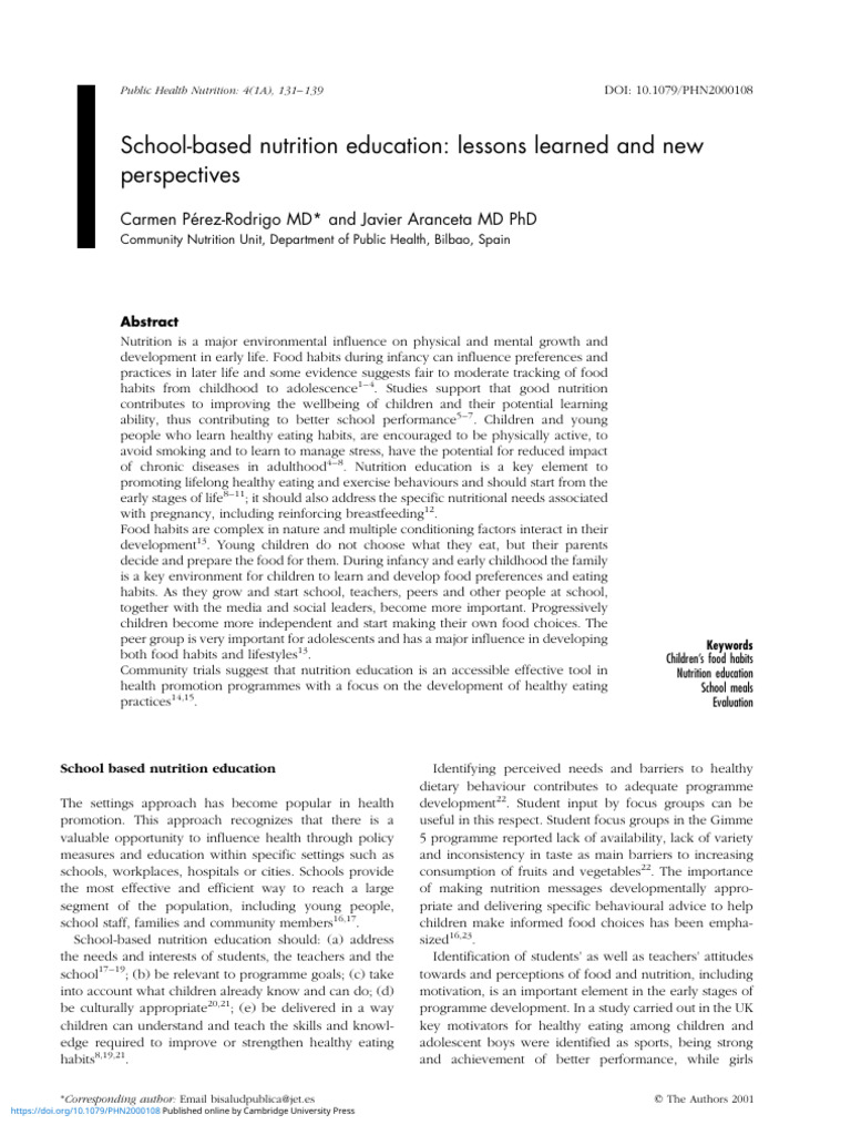 School Nutrition Education Insights | PDF | Healthy Diet | School Meal
