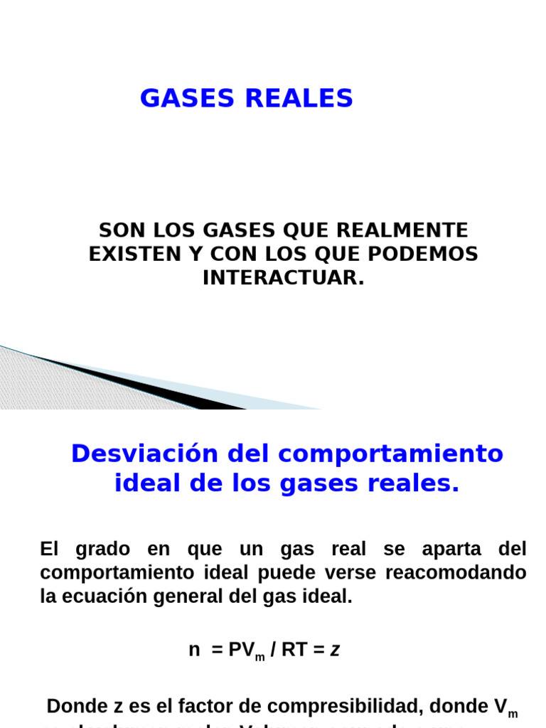 Comportamiento de Gases Reales y Correcciones | PDF | Gases | Fase ...