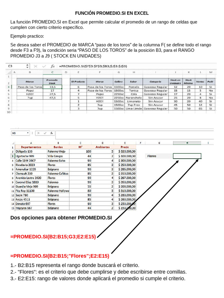 Promedio.SI en Excel: Guía Práctica | PDF