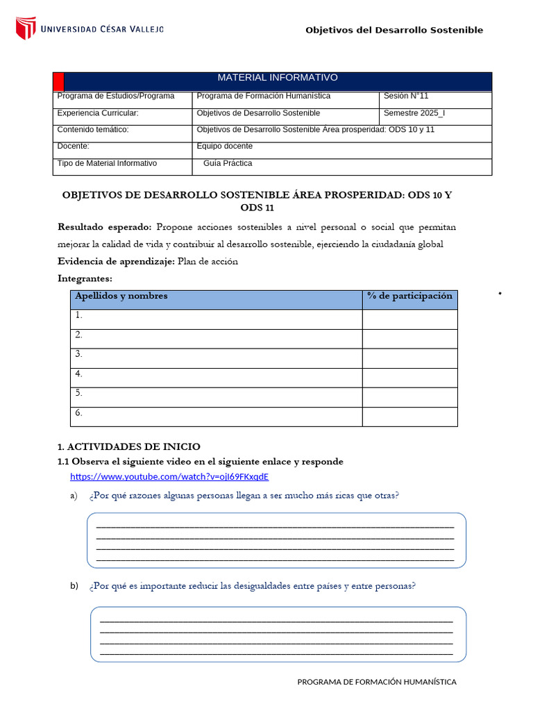 ODS 10 y 11: Acciones Sostenibles | PDF | Desarrollo sostenible ...