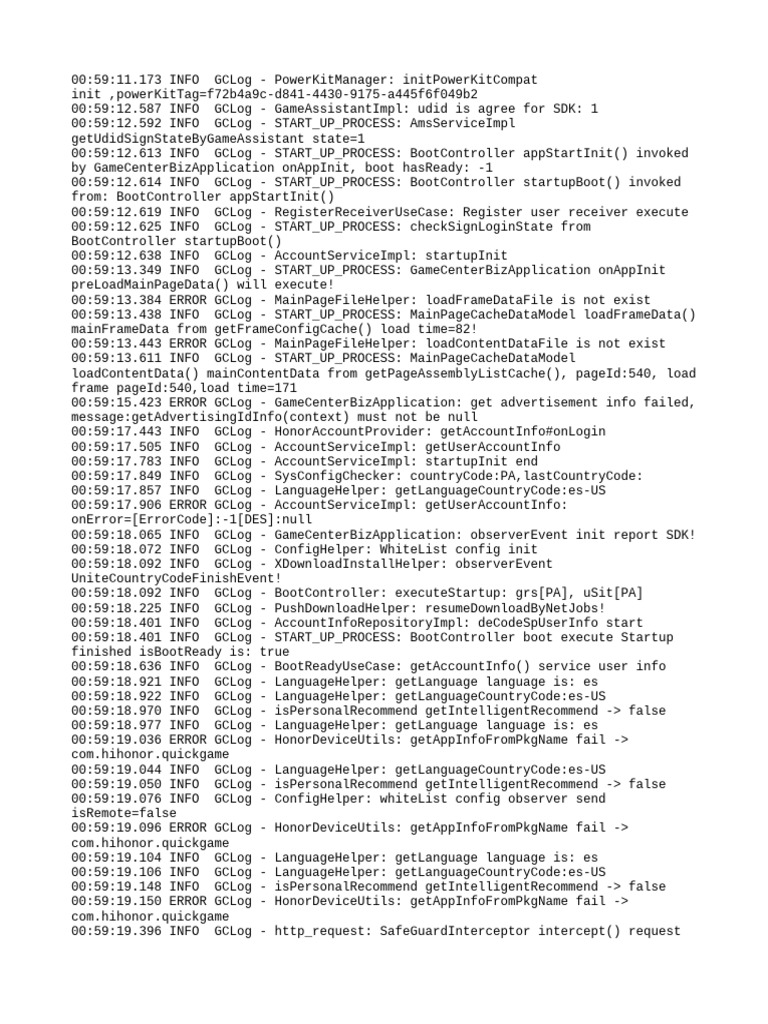 Game Center Application Startup Logs | PDF | Software | Computing