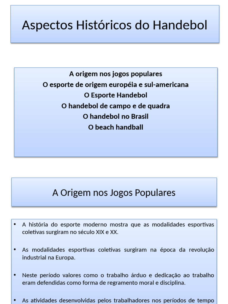 História do Handebol e sua Origem | PDF | Brasil | Esportes