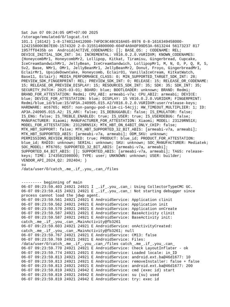 Logcat | PDF | Java (Programming Language) | Android (Operating System)