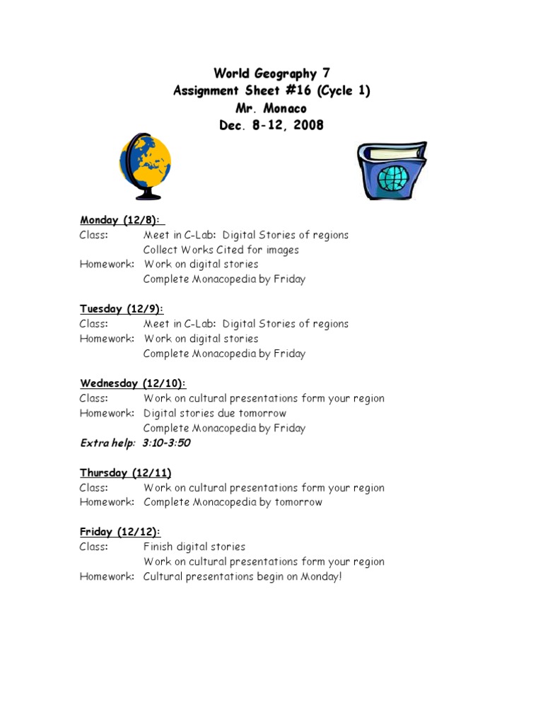 World Geography Assignment Sheet 16 | PDF | Teaching Methods ...