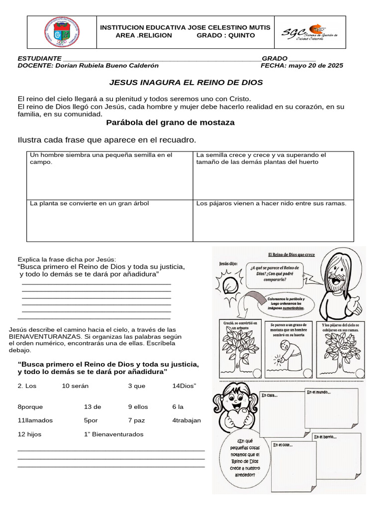 Jesús y el Reino de Dios en Quinto | PDF | Bienaventuranzas | Reinado y ...