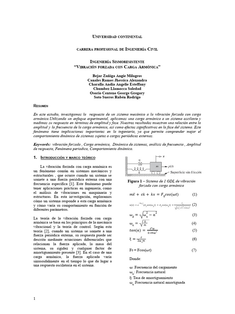 Vibración Forzada Con Carag Armónica | PDF | Resonancia | Mecánica