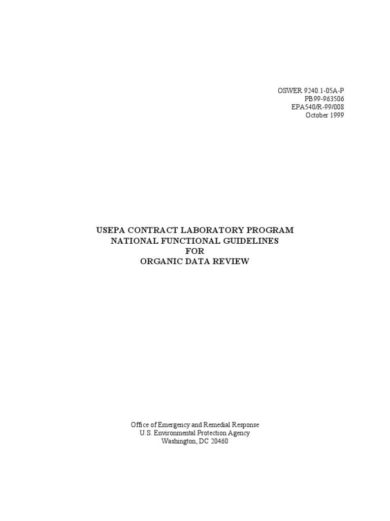 1999 EPA National Functional Guidelines For Organic Data Review PDF