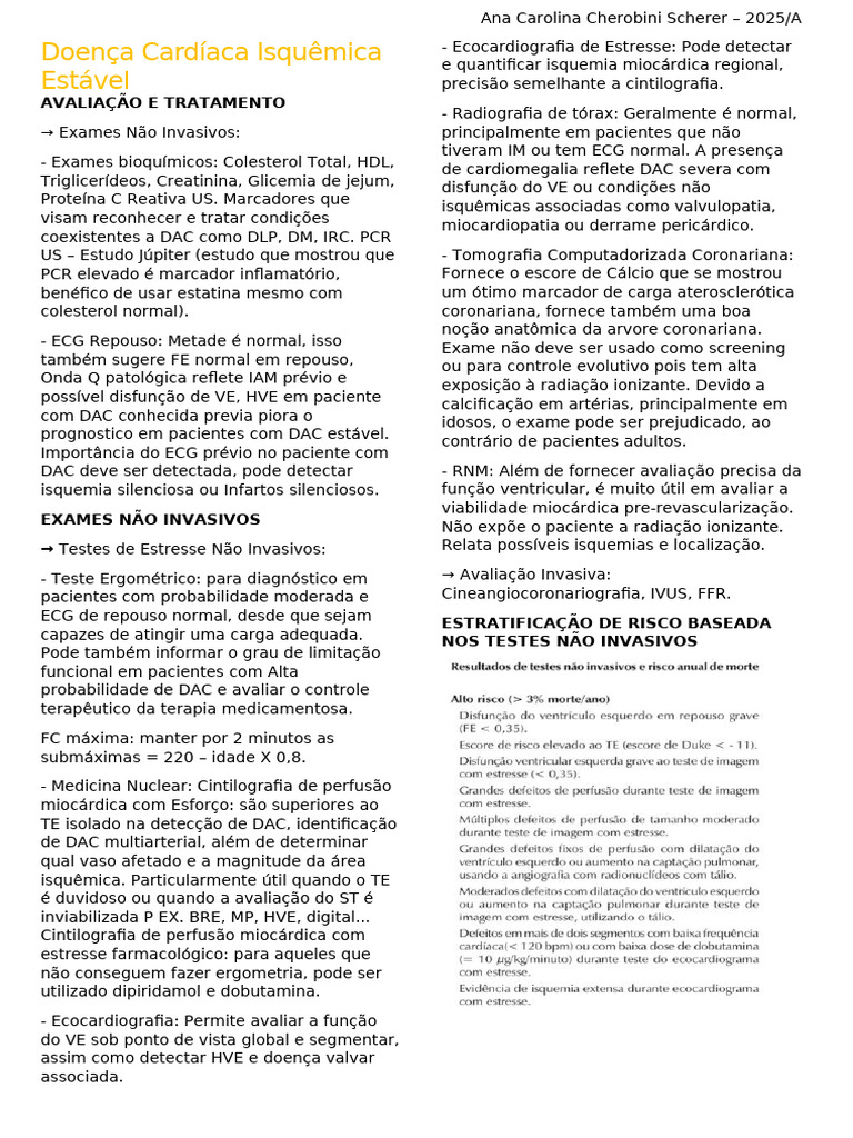 Avaliação e Tratamento da DAC Estável | PDF | Doença arterial ...